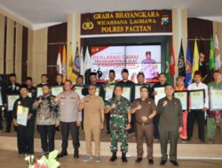 Sinergitas, Polres Pacitan Bersama TNI dan Forkopimda Fasilitasi Perguruan Silat Gelar Deklarasi Damai