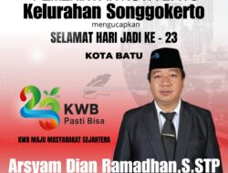 Kelurahan Songgokerto mengucapkan Selamat Hari Jadi Ke – 23 Kota Batu