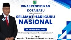 Dinas Pendidikan kota Batu mengucapkan Selamat Hari Guru Nasional