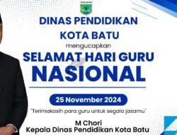 Dinas Pendidikan kota Batu mengucapkan Selamat Hari Guru Nasional