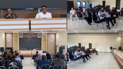 Foto suasana audiensi antara pemerintah desa, pengurus PPA BIRR, dan puluhan pelaku usaha di Gedung Serbaguna Desa Oro-Oro Ombo, membahas wajib tanam pohon."