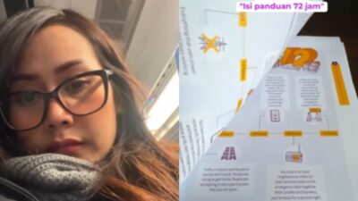 Seorang pedagang es kelapa (Haji Ali) berdiri bersama puluhan anggota keluarganya di halaman Kantor Kemenhaj Gowa, beberapa memegang dokumen pendaftaran haji, dengan ekspresi bahagia dan haru.